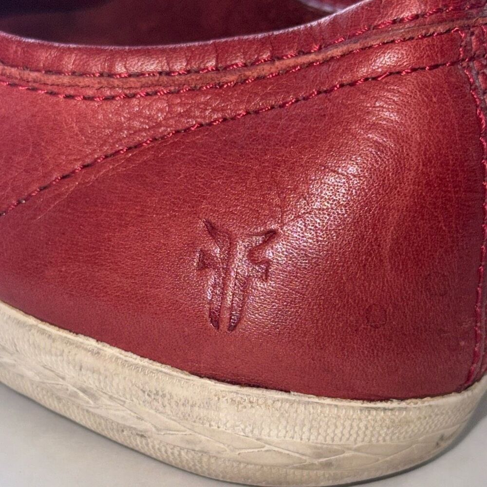 Frye Bud Red Leather Lace Up Sneakers Size 8.5 - Picture 6 of 8